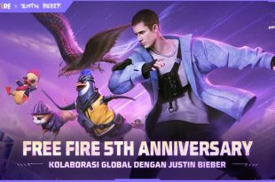 Free Fire Kolaborasi Dengan Justin Bieber edisi Ulang Tahun ke 5